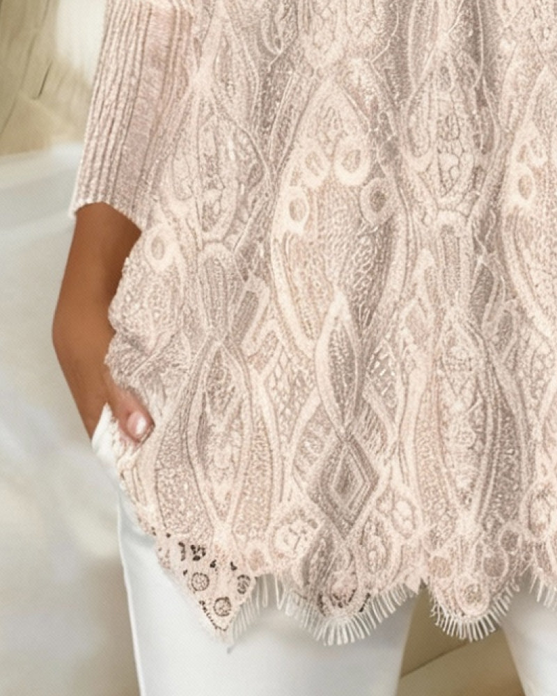 Haut de bras en dentelle à col carré