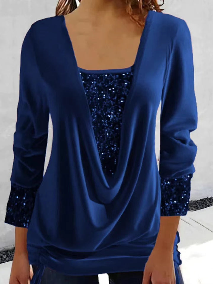 Top Elegant with Sequins and Flattering Draping