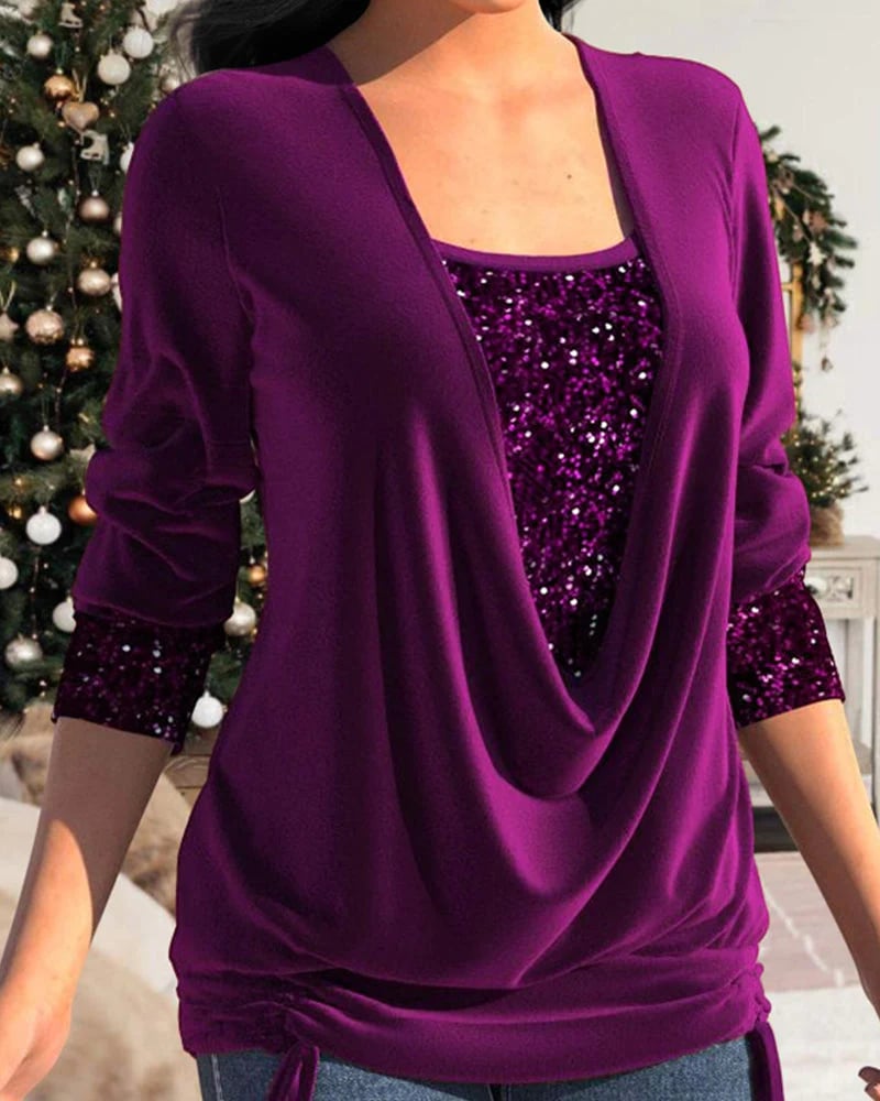Top Elegant with Sequins and Flattering Draping