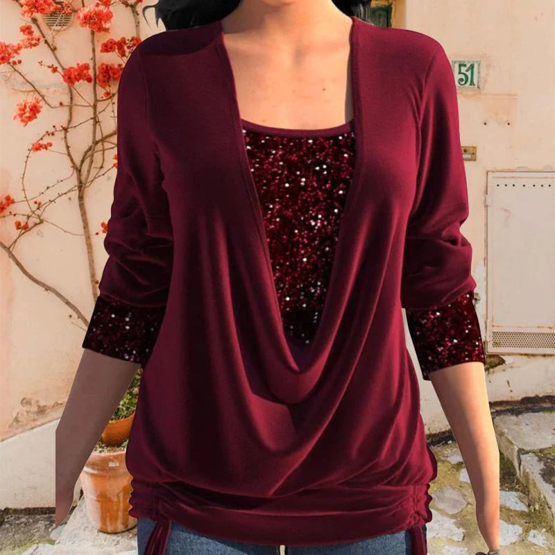 Top Elegant with Sequins and Flattering Draping