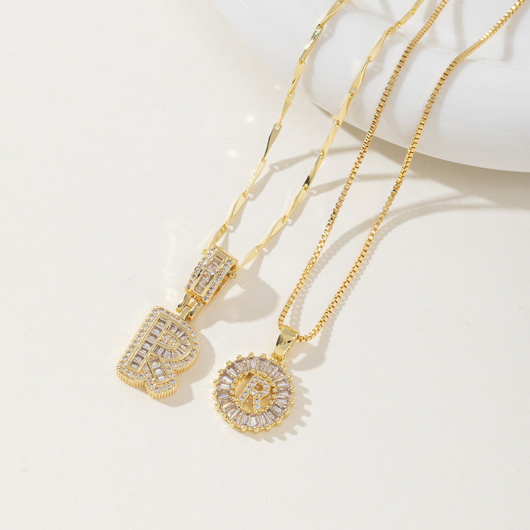 AISHA™ - Elegant 2-Pack Initial Letter Pendant Necklaces