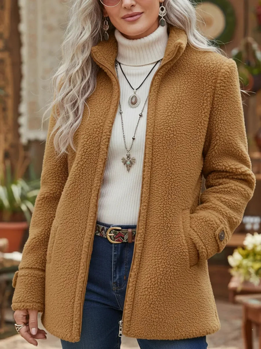 Chanelle | Full-Zip Lambswool-Feel Stand Collar Jacket