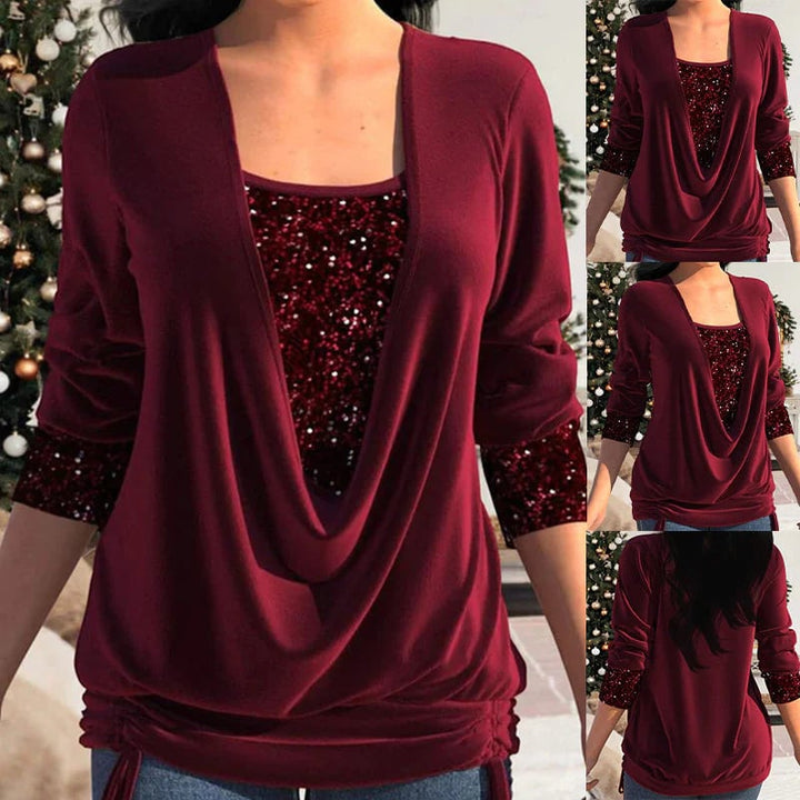 Top Elegant with Sequins and Flattering Draping