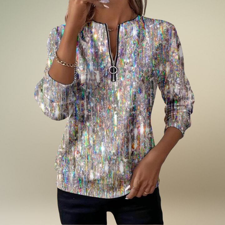 Chandail à capuchon imprimé à manches longues et demi-fermeture éclair