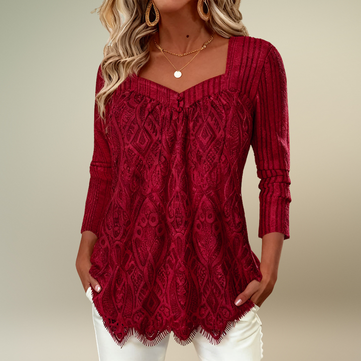 Haut de bras en dentelle à col carré